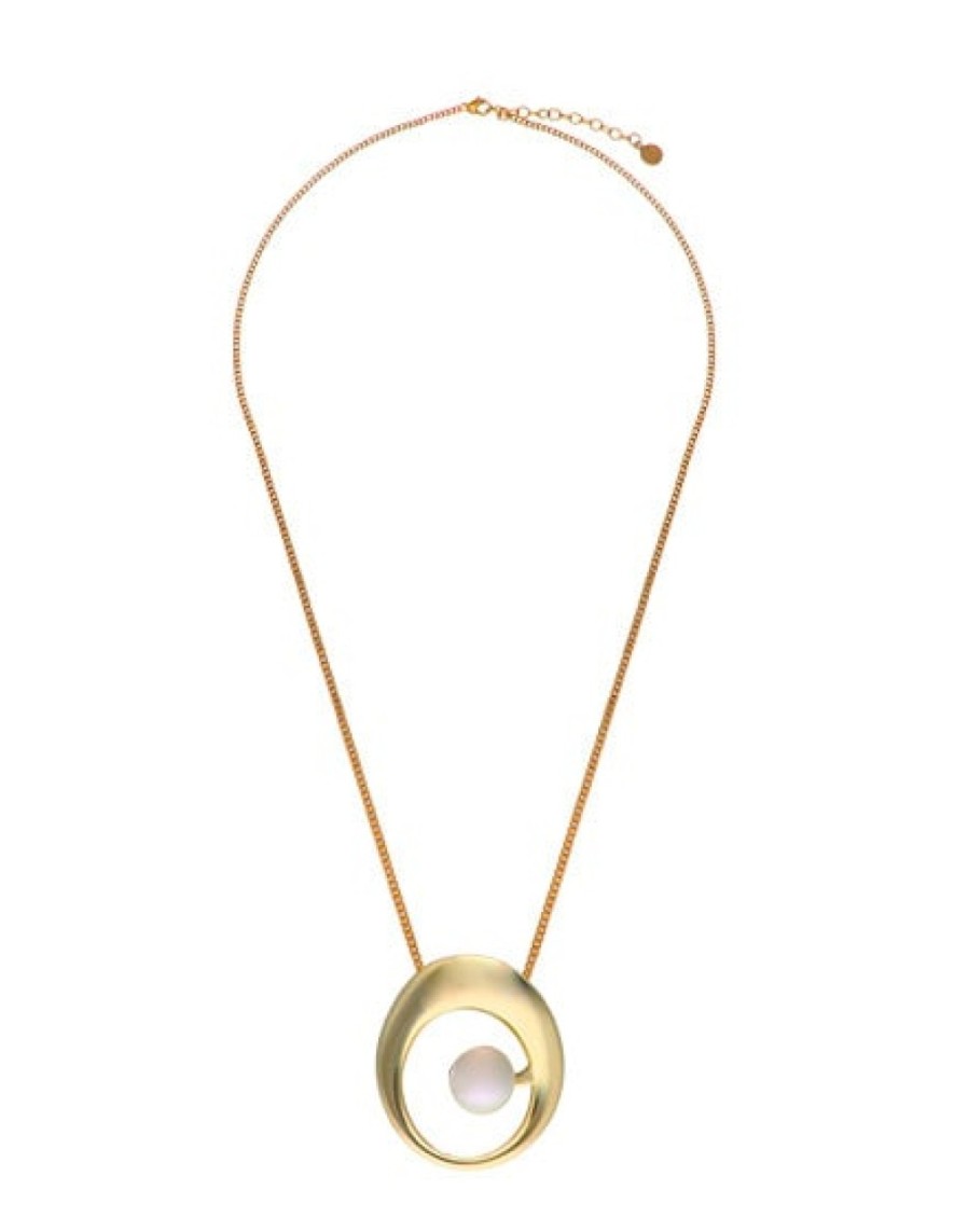 Jewelry MAJORICA Pendants With Chain | Petra Gold Steel Necklace With Xl Pendant