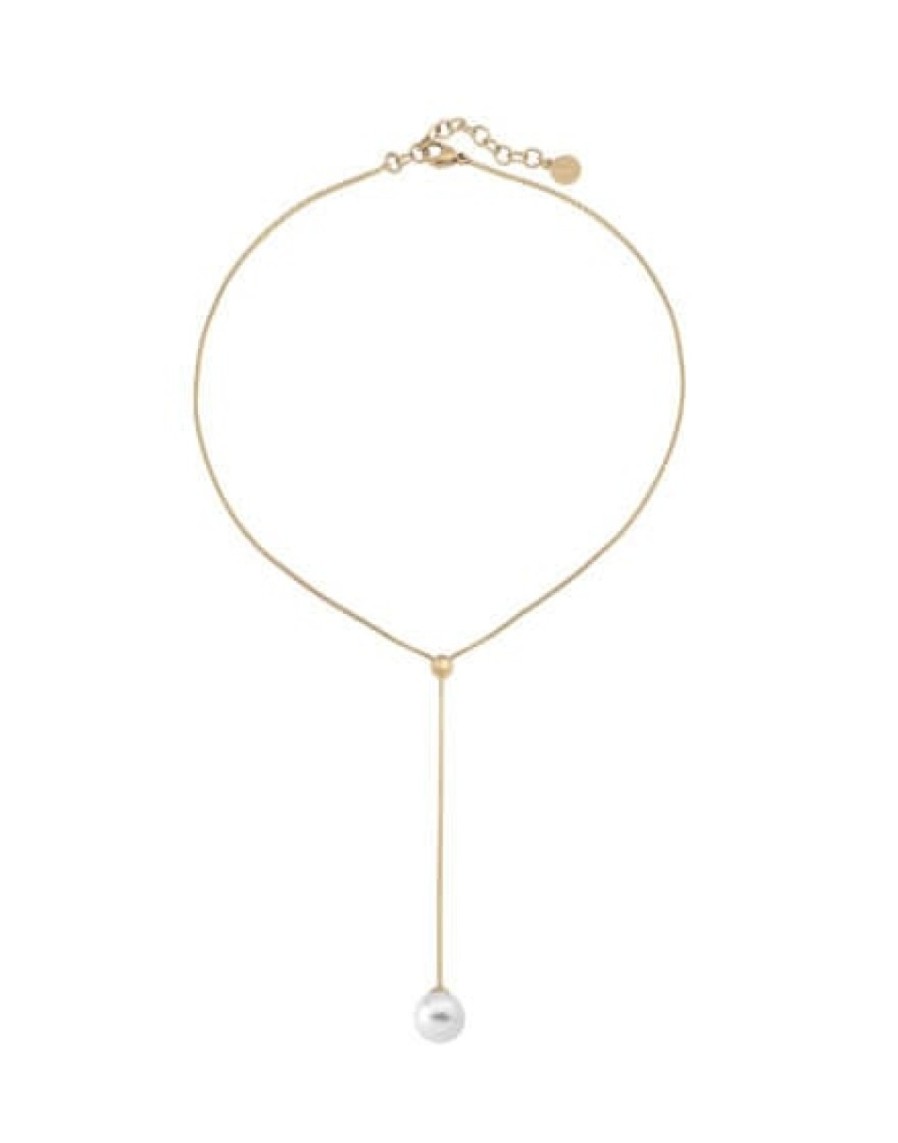 Jewelry MAJORICA Pearl Chain Necklaces | Golden Steel Short Necklace Aura