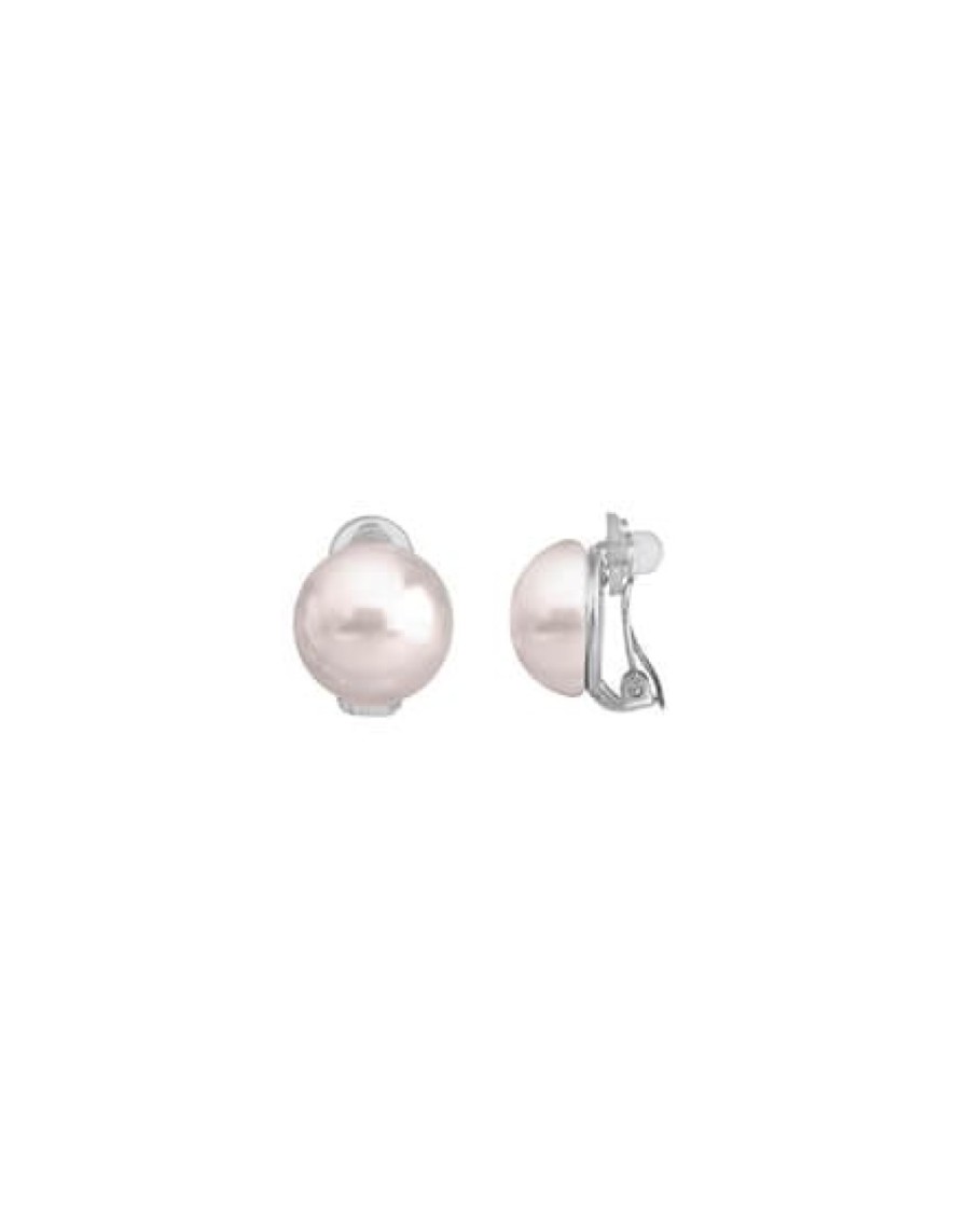 Jewelry MAJORICA Short Earrings | Silver Earrings Lyra With Mabe 14Mm Pink Pearl